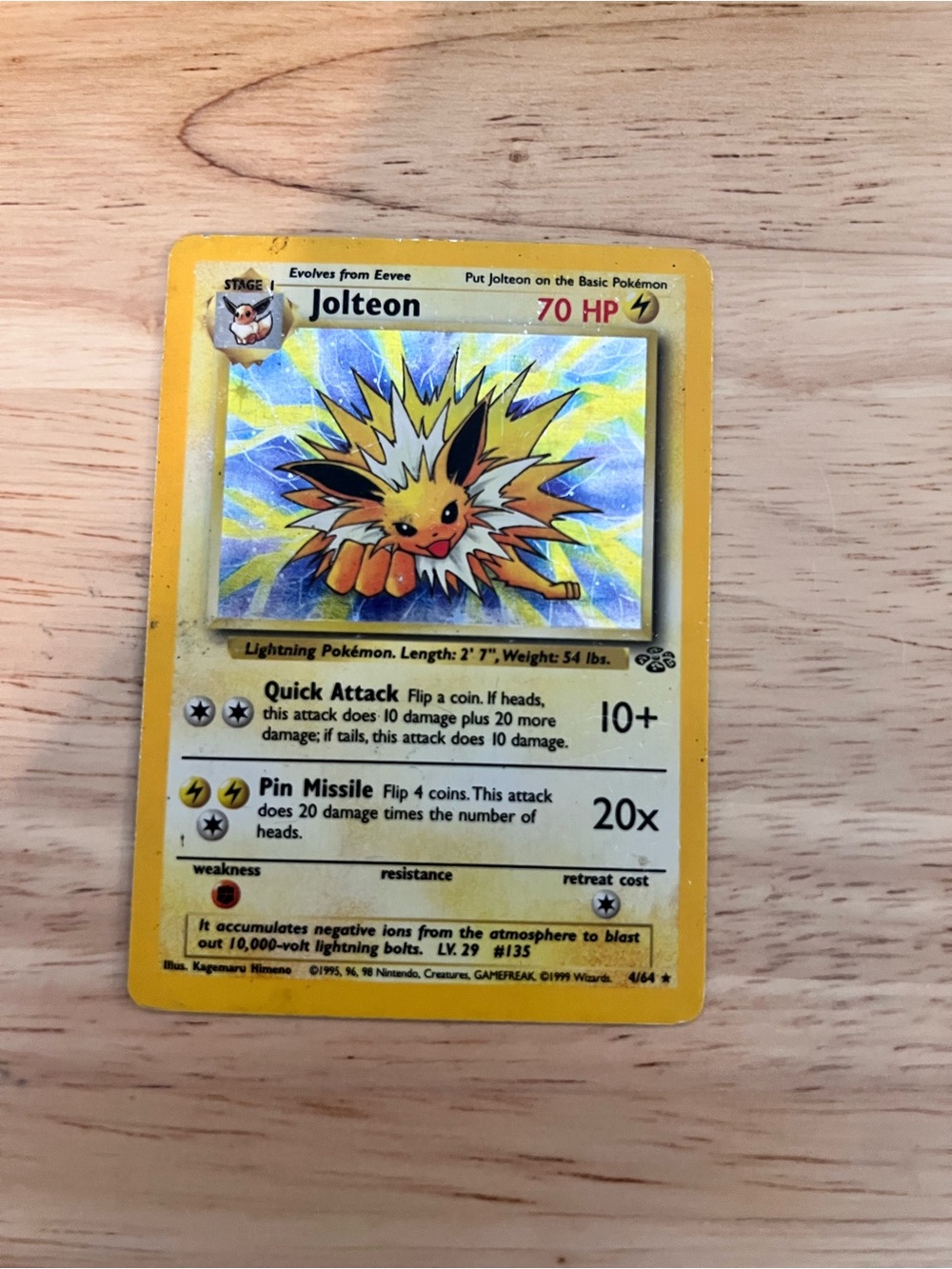 1999 POKEMON JUNGLE 4 JOLTEON-HOLO
